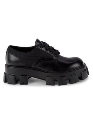 Prada Monolith Brushed Rois Leather Derbys on SALE 